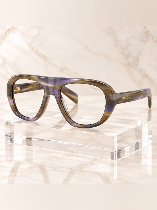 Prada Other - Prada PR C05S 23G70G Striped Brown Purple Aviator Eyeglasses Clear Lens